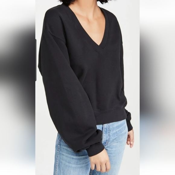 Agolde Tops - Agolde Women's Black V Neck Balloon Sleeve Sweatshirt! M